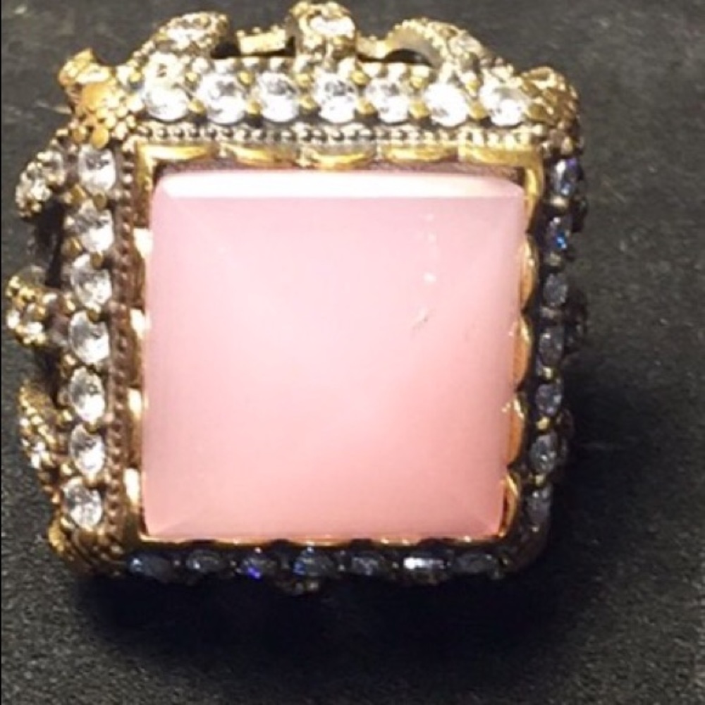 Beautiful large Pink Turquoise & Sterling Ring